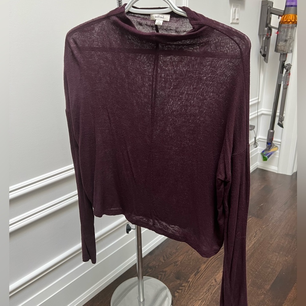 Aritzia burgundy turtleneck blouse - Picture 2 of 8